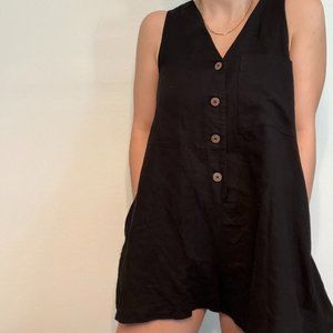 Zara Black Short Linen Romper